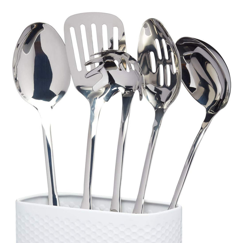 [Australia] - KitchenCraft Lovello Textured Utensil Holder with Geometric Hexagon Pattern, 20 x 10 x 18 cm (8" x 4" x 7") - Ice White 