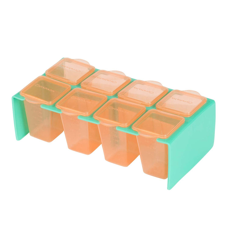 [Australia] - Clevamama ClevaPortions Freezer and Storage Pots – 8x Baby Food Containers with Tray Turquoise 