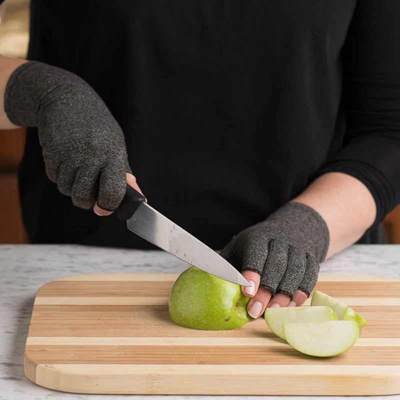 [Australia] - ellostar Arthritis Gloves Compression, Breathable and Moisture Free Fabrics, Joint Pain Relief Eases Muscle Tension and Fatigue, Great for Typing and Daily Work Large (7.9" - 9.5") Grey 