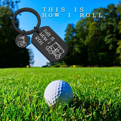 [Australia] - MAOFAED Golfer Gift Golf Keychain This is How I Roll Keychain Gift for Golfer Golf Cart Keychain How I Roll Black 