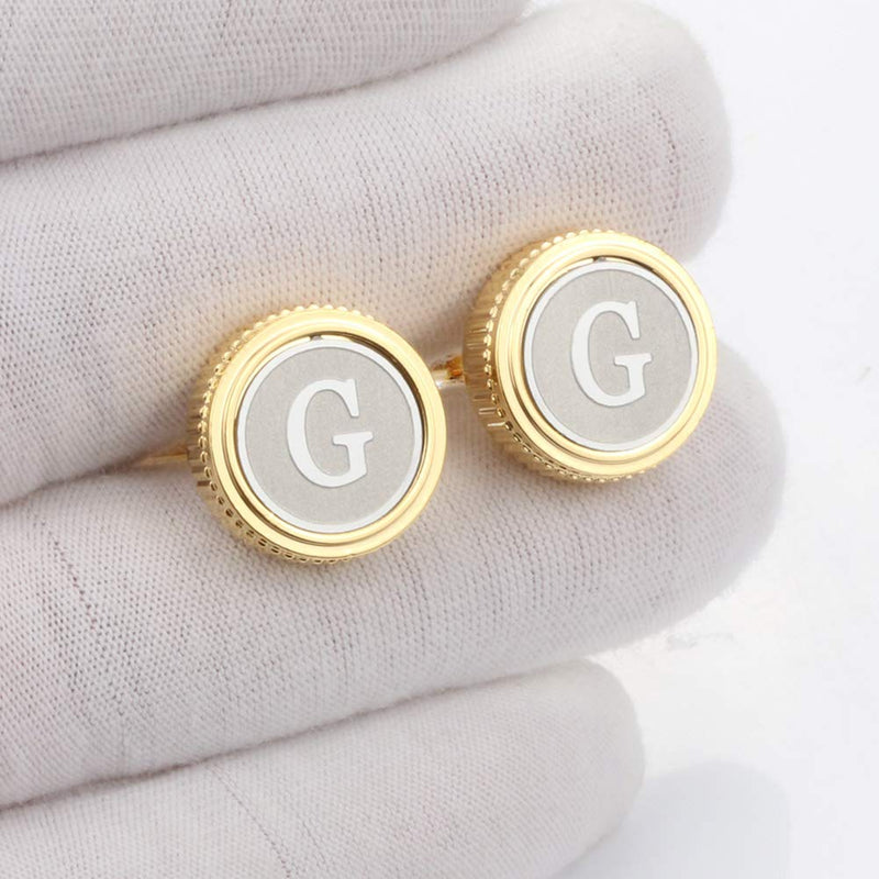 [Australia] - GWD Mens Cufflinks Tie clips set Set Shirt Classic Initials Alphabet A-Z Gift Box (Cufflinks Tie Clip Set) G 