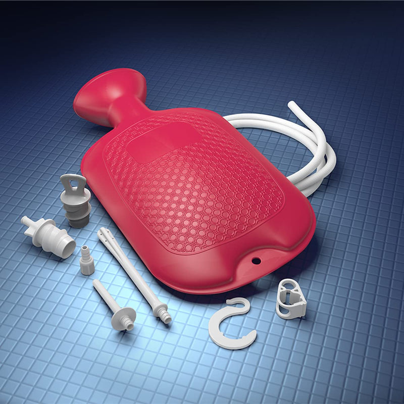 [Australia] - Flents Douche and Enema Combination Kit for Men and Women, Large Capacity, Multipurpose Cleaning System, Made with Comfortable Material, Red (1.66 L) 1.66 Liter 
