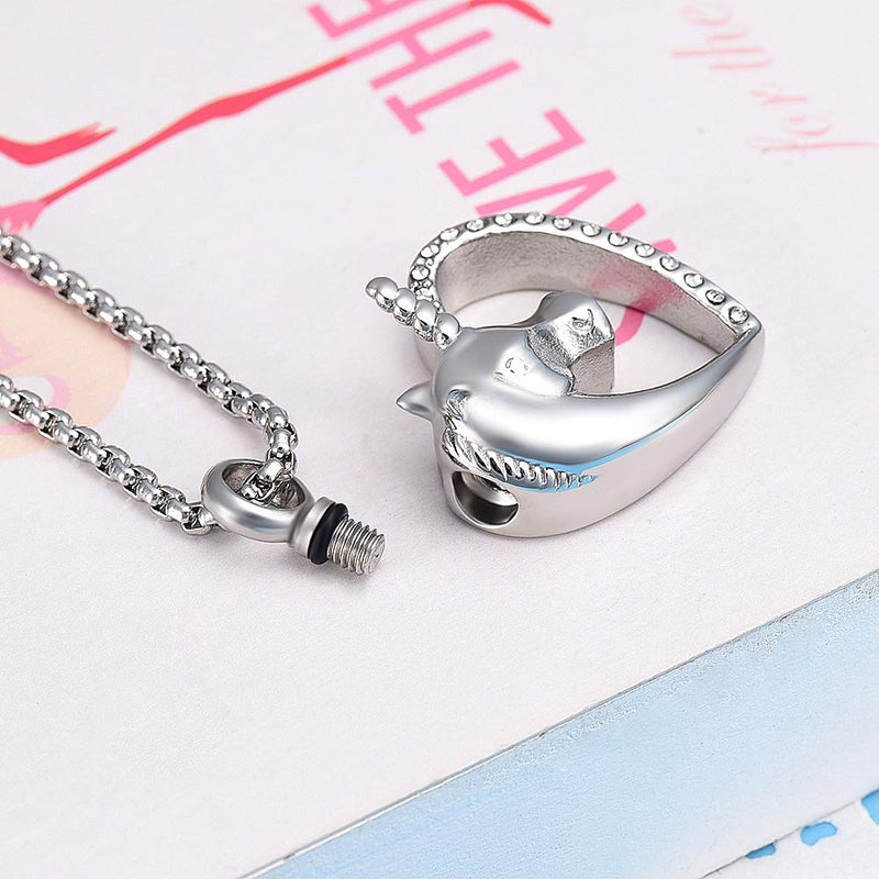 [Australia] - Unicorn in My Heart Stainless Steel Cremation Necklace Urn Pendant for Ashes for Women/Child Memorial Jewelry Keepsake Festival Gifts 