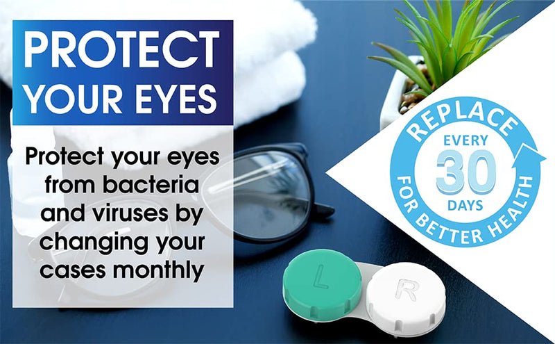 [Australia] - Contact Lens Cases 12 Pack. One Year Supply. Protect Your Eyes by Changing Your Contact Lens Case Monthly Green 