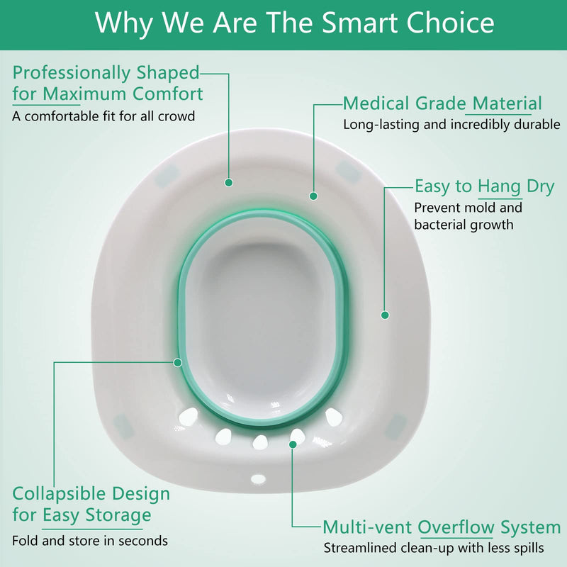[Australia] - Foldable Squat Free Sitz Bath, Discreet Over The Seat Sitz Bath to Treat Postpartum Wounds, Hemorrhoids, Perineal Care, Episiotomy Recovery & Yoni Steam Baths, Reusable Anal and Vaginal Care Green 