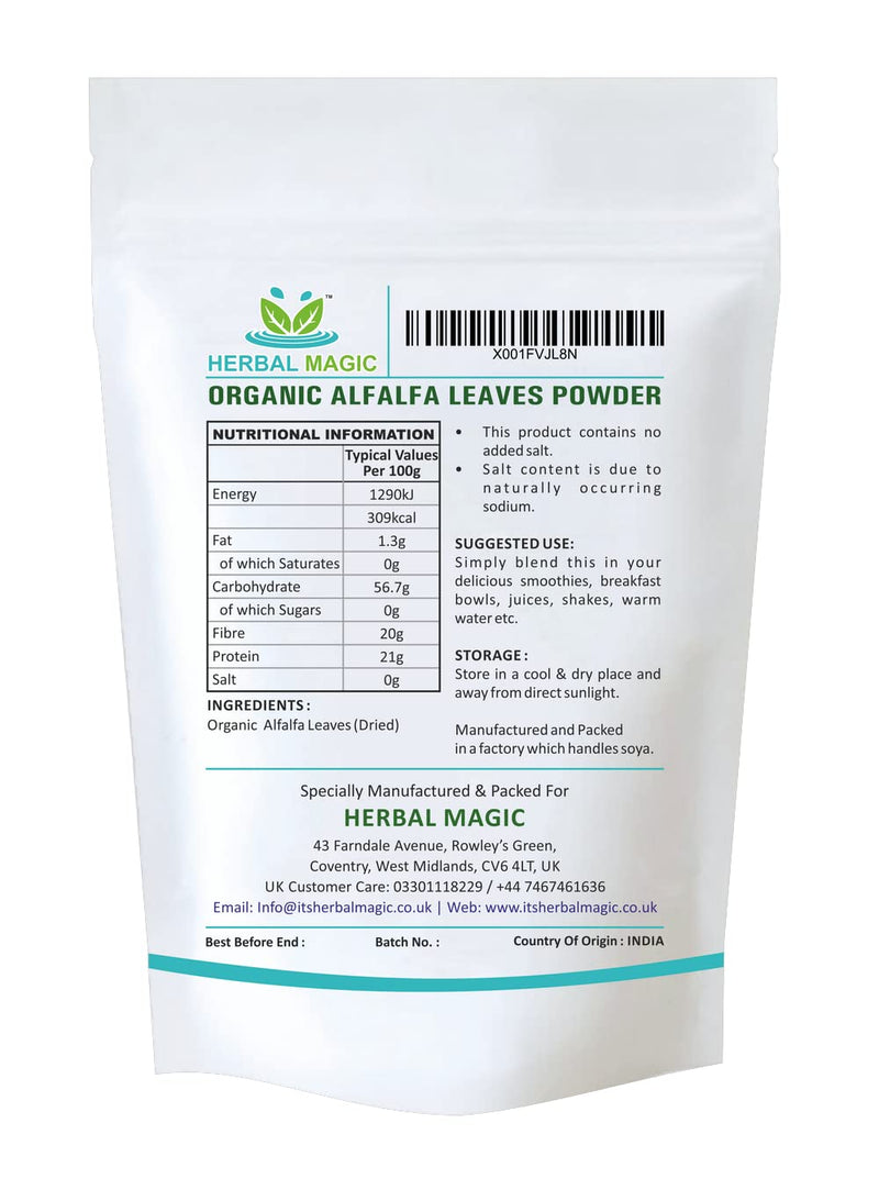 [Australia] - Herbal Magic's 100% Pure & Natural Alfalfa Leaf Powder | Rich in Vitamin C,A | Calcium |Antioxidants | Green Superfood | for Smoothies | Non-GMO | (Alfalfa Leaf Powder - Pack 1) Alfalfa Leaf Powder - Pack 1 
