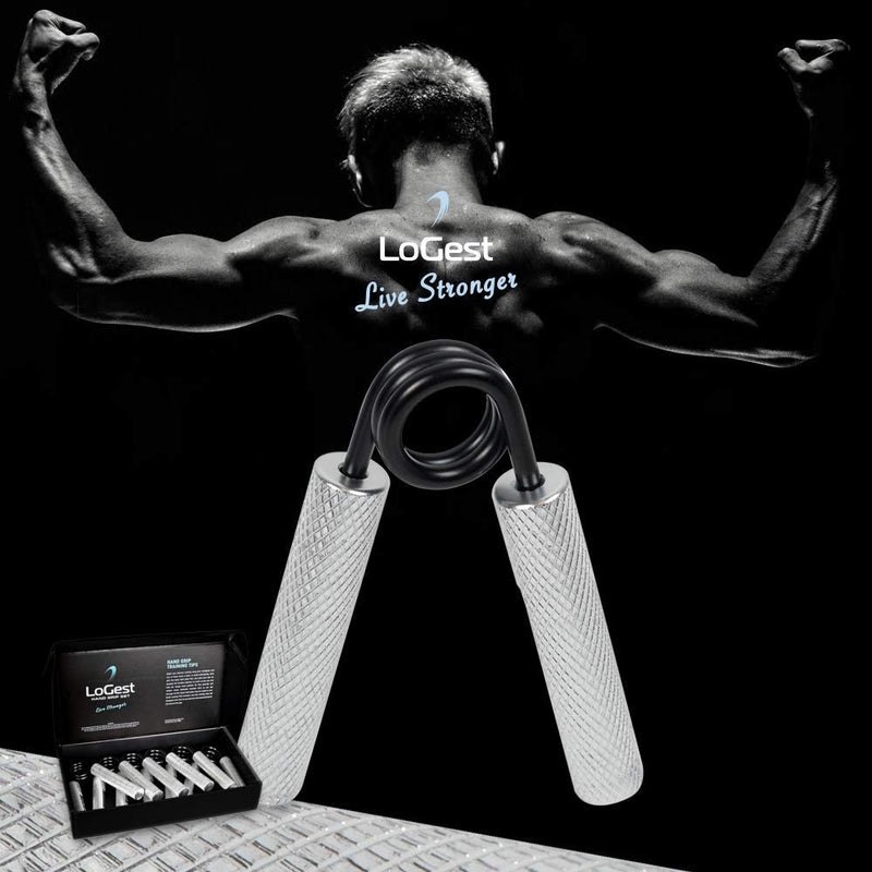 [Australia] - Logest Metal Hand Grip Strengthener 100LB-350LB No Slip Heavy-Duty Grip Strengthener with Gift Box, Great Wrist & Forearm Hand Exerciser, Home Gym, Hand Gripper Grip Strength Trainer Silver - 200LB 