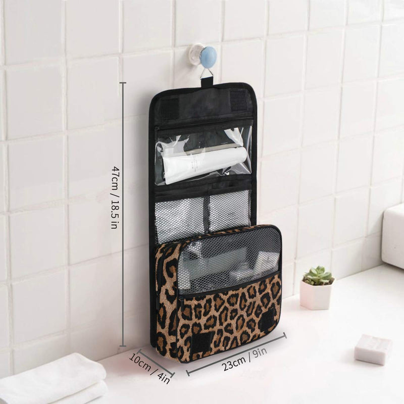 [Australia] - Hanging Travel Toiletry Bag Kit Makeup Case Cosmetics Organizer for Men Women leopard 