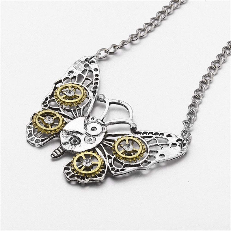 [Australia] - AILUOR Steampunk Gear Pendant Necklace, Punk Vintage Gothic Love Heart Owl Butterfly Bee Insect Chain Sweater Pendant Necklace Jewelry for Women Girl 