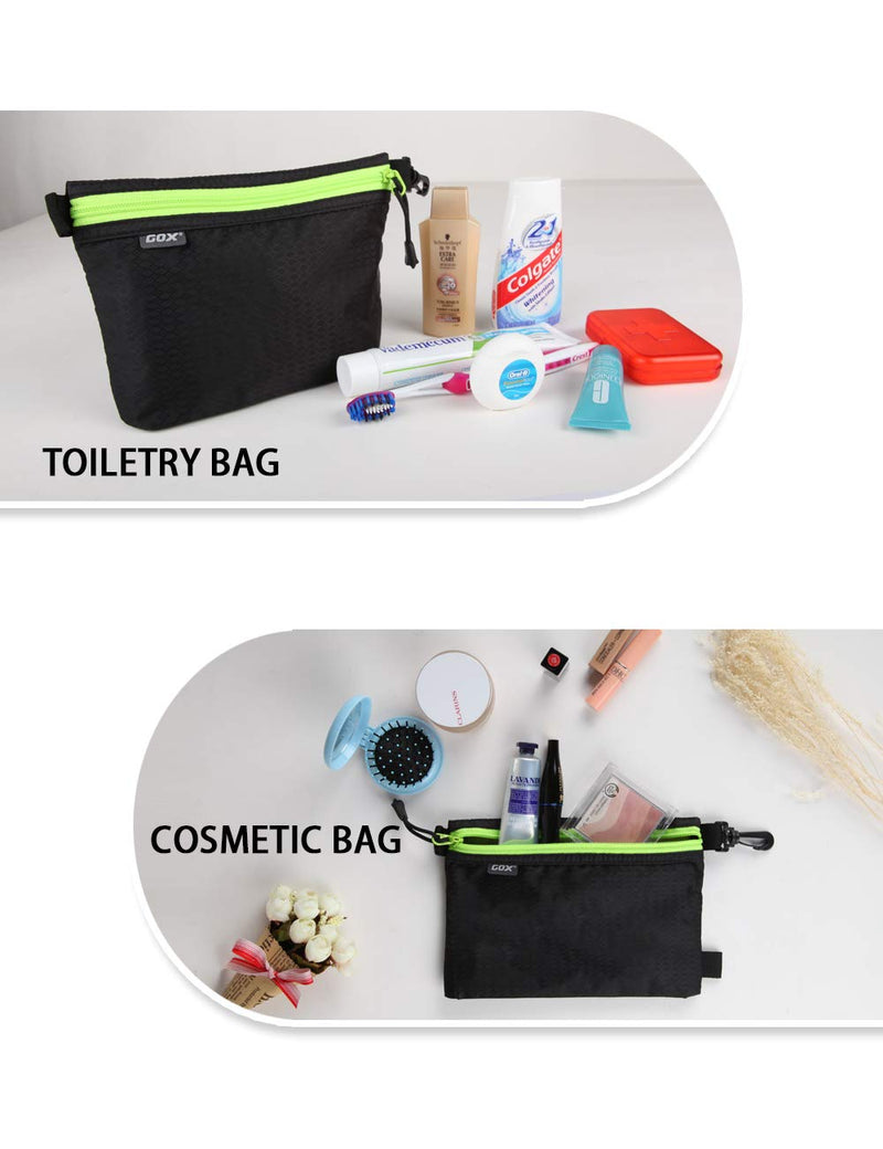 [Australia] - GOX Ultra Light Carry On Zipper Pouch Toiletry Bag Packing Sack Makeup Bag Digital bag (Black) Black 