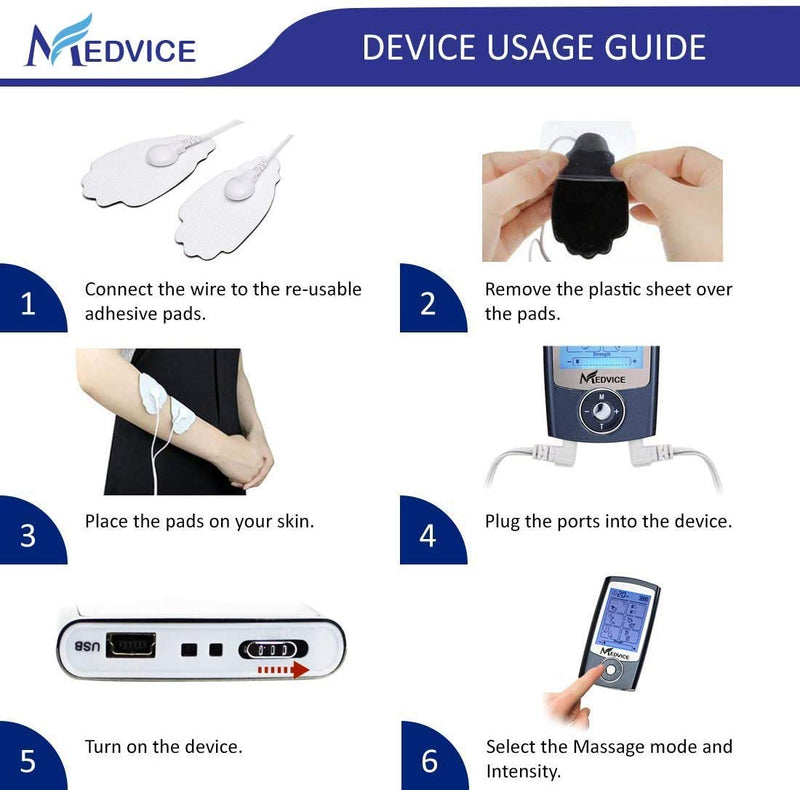 [Australia] - MEDVICE Rechargeable Tens Unit Muscle Stimulator, 2nd Gen 16 Modes & 8 Upgraded Pads for Natural Pain Relief & Management, FDA Cleared Electric Pulse Impulse Mini Massager Machine 