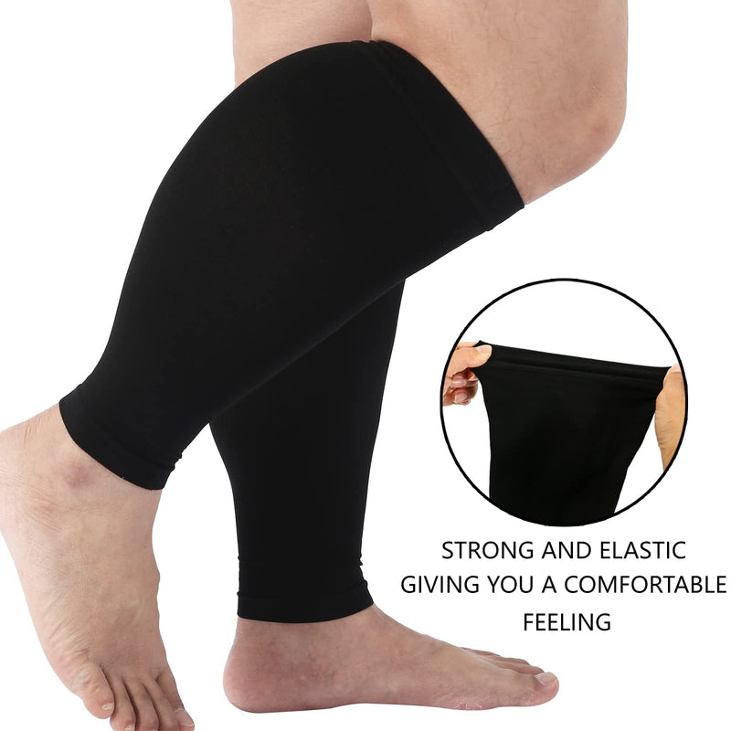 [Australia] - Plus Size Compression Sleeves for Calves Women Wide Calf Compression Legs Sleeves Men 7XL, Relieve Varicose Veins, Edema, Swelling, Soreness, Shin splints, for Work, Travel, Sports and Daily Wear Black XXXXXXX-Large 