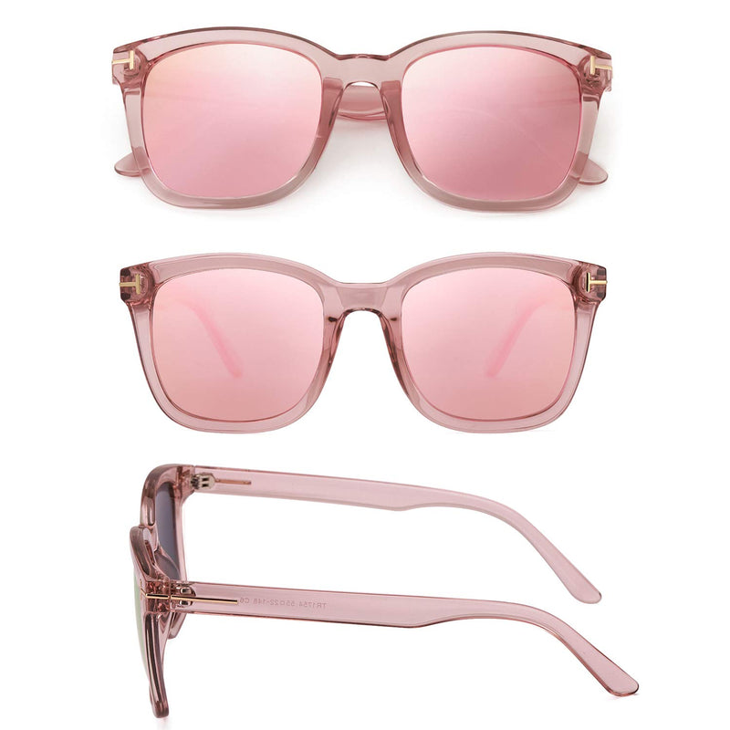 [Australia] - Myiaur Fashion Sunglasses for Women Polarized Driving Anti Glare 100% UV Protection Stylish Design A Pink Frame / Pink Mirrored Polarized Lens 