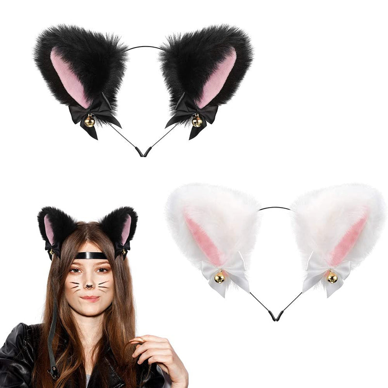 [Australia] - 2 Pieces Cat Ears Headband with Bells Cosplay Cat Ears Hair Band Iron Cat Ears Headwear Used for Women Girls Daily Decoration and Party 