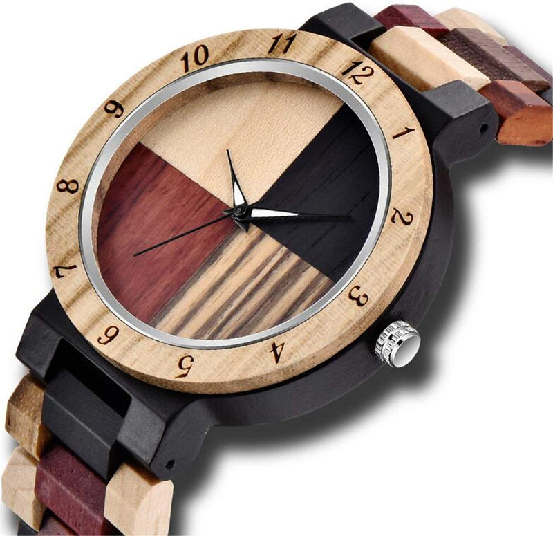 [Australia] - Wooden Watches for Women Men Inverted Geometric Zebra Wood Watch Unique Elegant Quartz Wooden Wrist Watch Hand-Made with Bamboo Bracelet Unisex Color a 