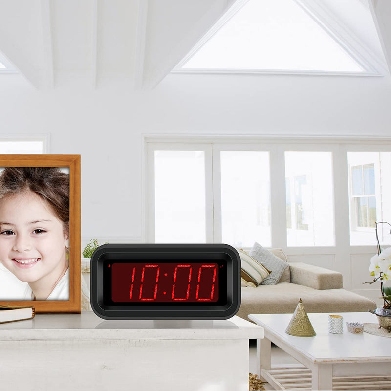 [Australia] - Digital Clock, Battery Operated Clock, Cordless, Small LED Clock, 1.2'' Tall Sparkling Red LED Number Display, Snooze, Alarm Clock for Heavy Sleepers Adults Kids Students Bedroom Bathroom Kitchen Black Sparkling 1.2'' LED 
