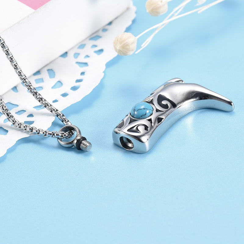 [Australia] - EternityMemory Inlay Turquoise Cowboy Boots Memorial Ash Jewelry Keepsake Cremation Urn Necklace for Men&Women 