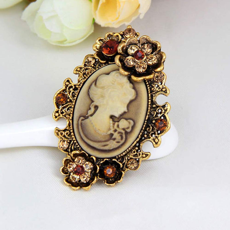 [Australia] - Ezing 4Pcs Brooch Lot with Large Big Size Rhinestone Crystal Fashion Jewelry Brown 