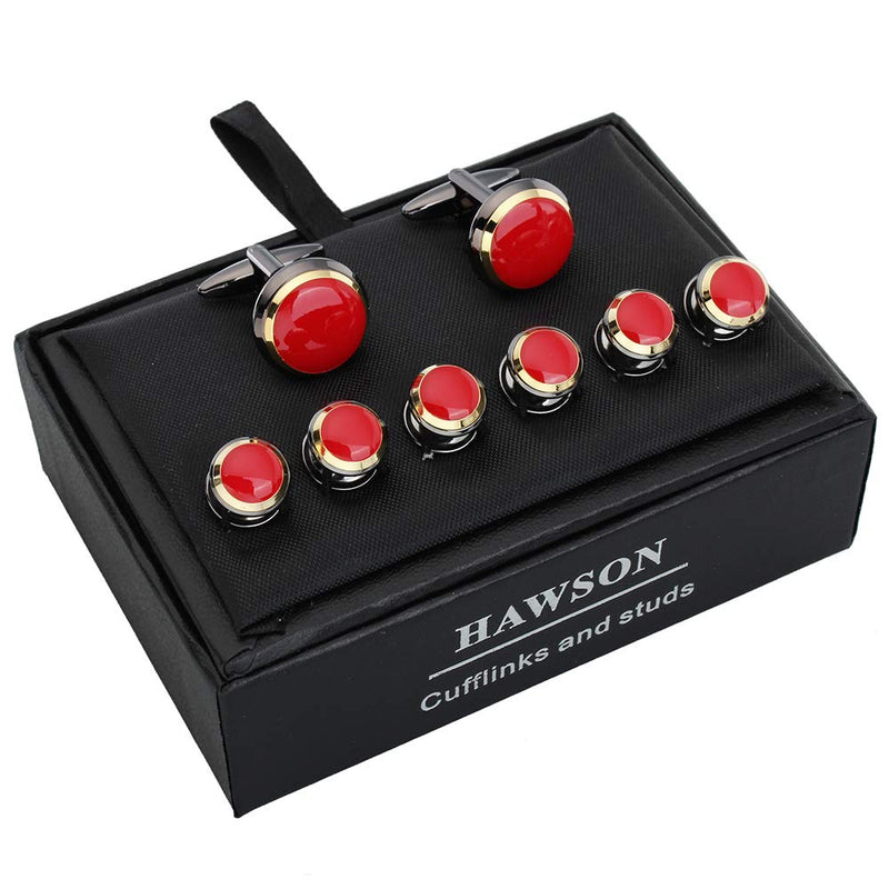 [Australia] - HAWSON Cuff Links Tuxedo Studs Set for Men - Best Gifts for Wedding, Formal Events Red enamel 