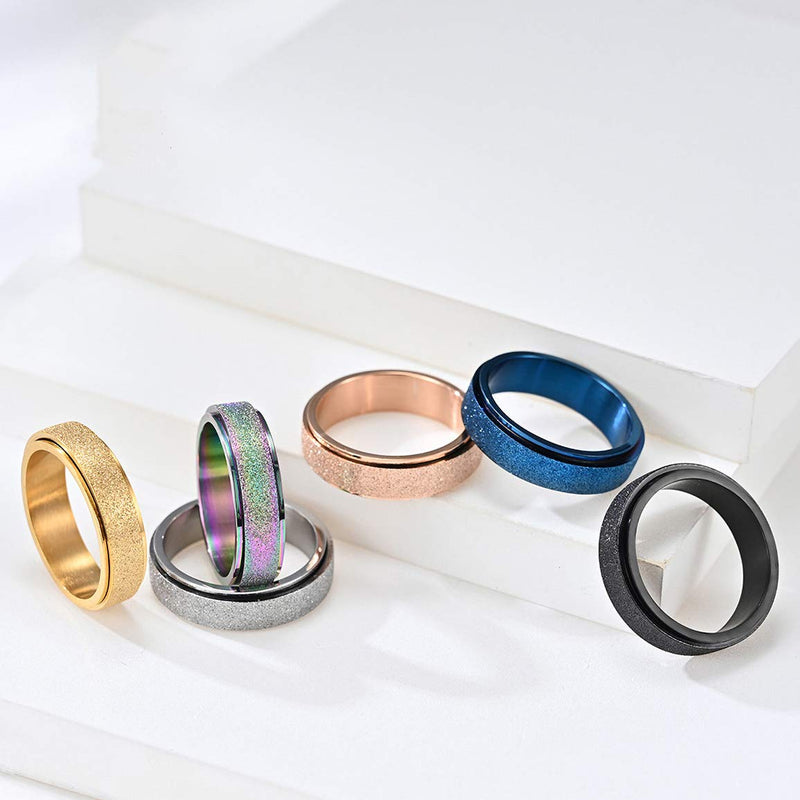 [Australia] - WAINIS 6 Pcs Stainless Steel Spinner Ring for Women Mens Fidget Band Rings Stress Relieving Wedding Promise Rings Set Size 6-10 6.75 