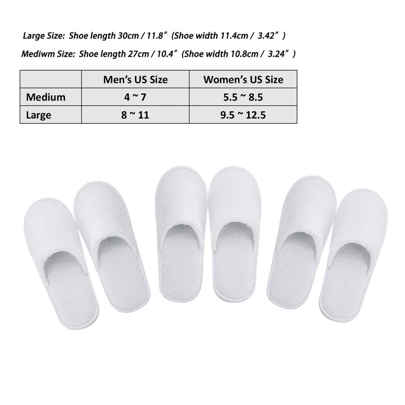 [Australia] - echoapple 5 Pairs of Deluxe Closed Toe White Slippers for Spa, Party Guest, Hotel and Travel (Medium, White-5 Pairs) 4-7 Women/5-7 Men 
