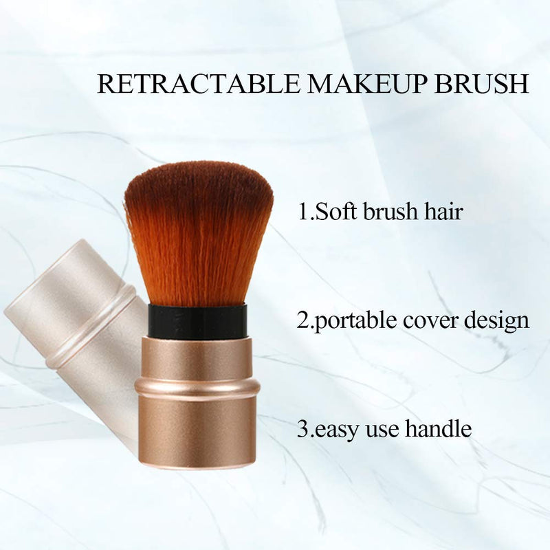 [Australia] - Vtrem Kabuki Foundation Brush Retractable 3 Colors Red Black Brown Professional Travel Brushes Blush Small & Soft Makeup Tool for Mineral Powder, Contouring, Cream Red/Black/Brown Retractable Blush Brush *3 