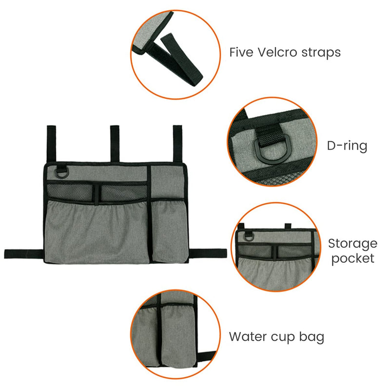 [Australia] - Jetcloud Walking Frame Bag with Cup Holder Large Capacity Walker Basket Folding Double Side Rollator Wheelchair Organizer Pouch Acessories Tote(grey) Grey 