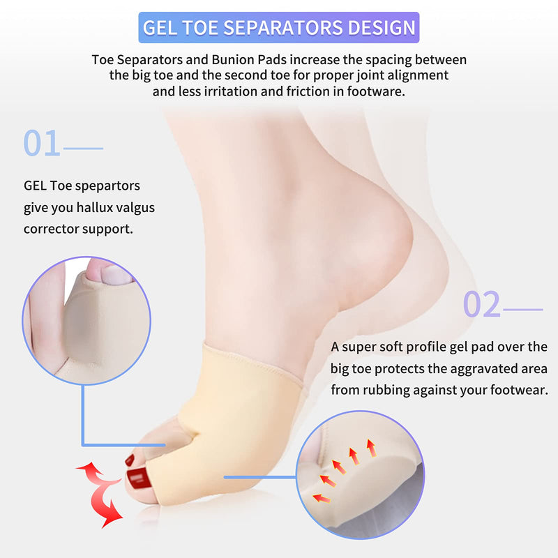 [Australia] - Bunion Corrector for Women, Toe Splints, Soft Gel Cushion Toe Spacers, Toie Separators for Overlapping, Toes Orthopedic for Hallux Valgus, Big Toe Joint Pain Relief for Day/Night Support (Small) Small 