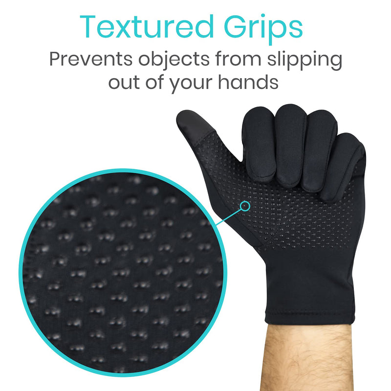 [Australia] - Vive Copper Arthritis Gloves - Full Hand Compression Touchscreen Finger - For Carpal Tunnel, Rheumatoid, Joint Pain, Infammation - Flexible Wrist and Thumb Pressure Relief for Typing - For Men, Women Black Medium 