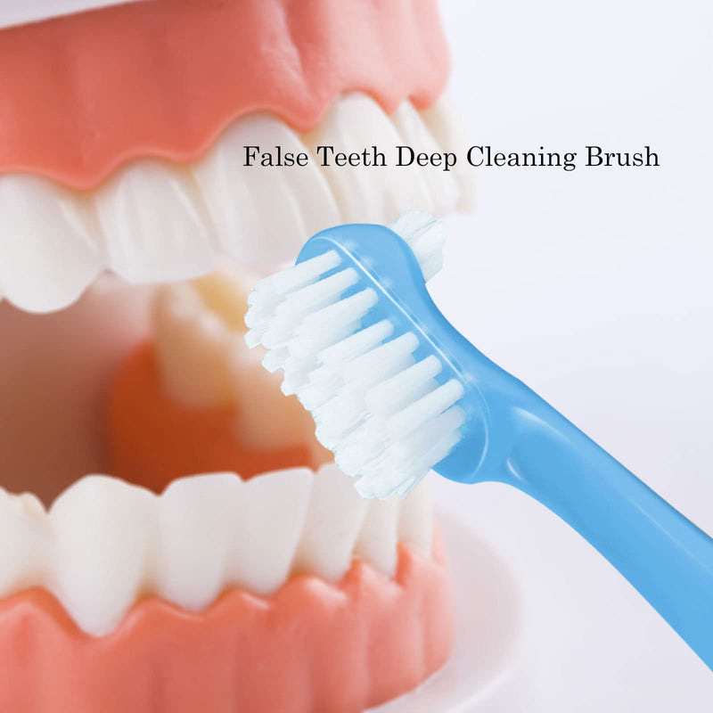 [Australia] - 4 Pcs Denture Cleaning Brush with Multi-Layered Bristles and Ergonomic Rubber Handle Portable Denture Brush Double Sided Brush for False Teeth Cleaning(4c) 4 Colors 