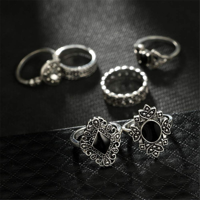 [Australia] - VESOCO 15 Pcs Bohemian Stackable Joint Knuckle Ring Set Crystal Carved Midi Ring Punk Finger Rings for Women and Girls(Style 1) Style 1 