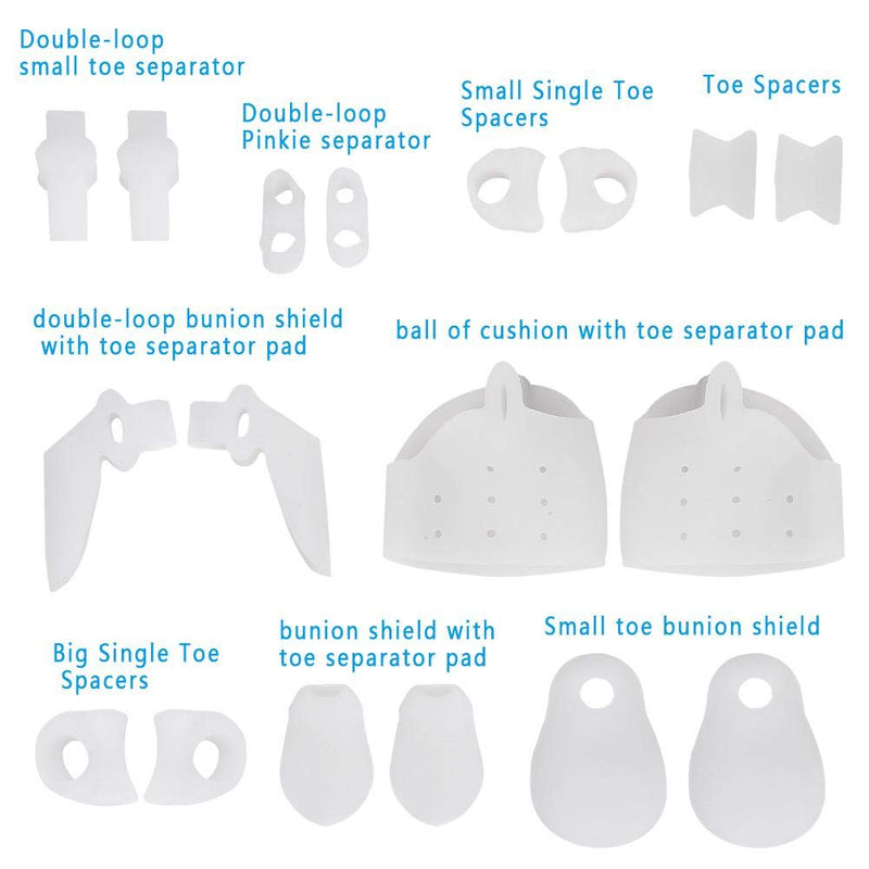 [Australia] - 9Pairs Bunion Corrector & Relief Kit Bunion Valgus Splints Protect Sleeves Toe Separators Corrector Pain Relief Toe Alignment Spreaders Separators Straightener 