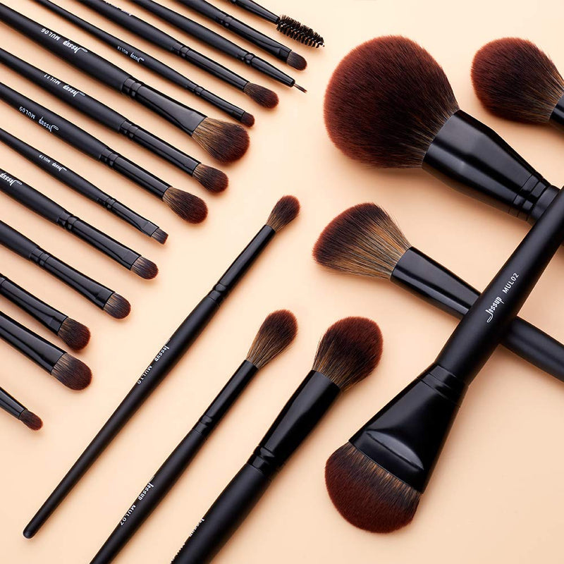 [Australia] - Jessup Make Up Brush Set Professional 21Pcs Black Complete Collection,Synthetic Hair,Powder Blending Foundation Highlight Contour Concealer Eyeshadow Eye liner Spoolie T271 