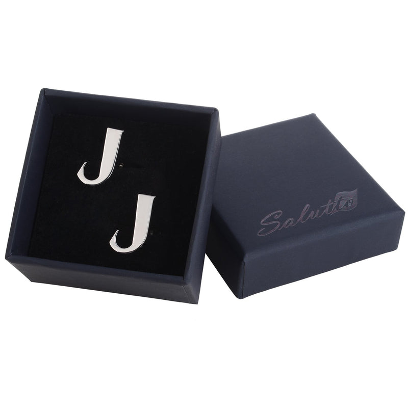 [Australia] - Salutto Men's Alphabet Cufflinks 1 Pair with Gift Box J 