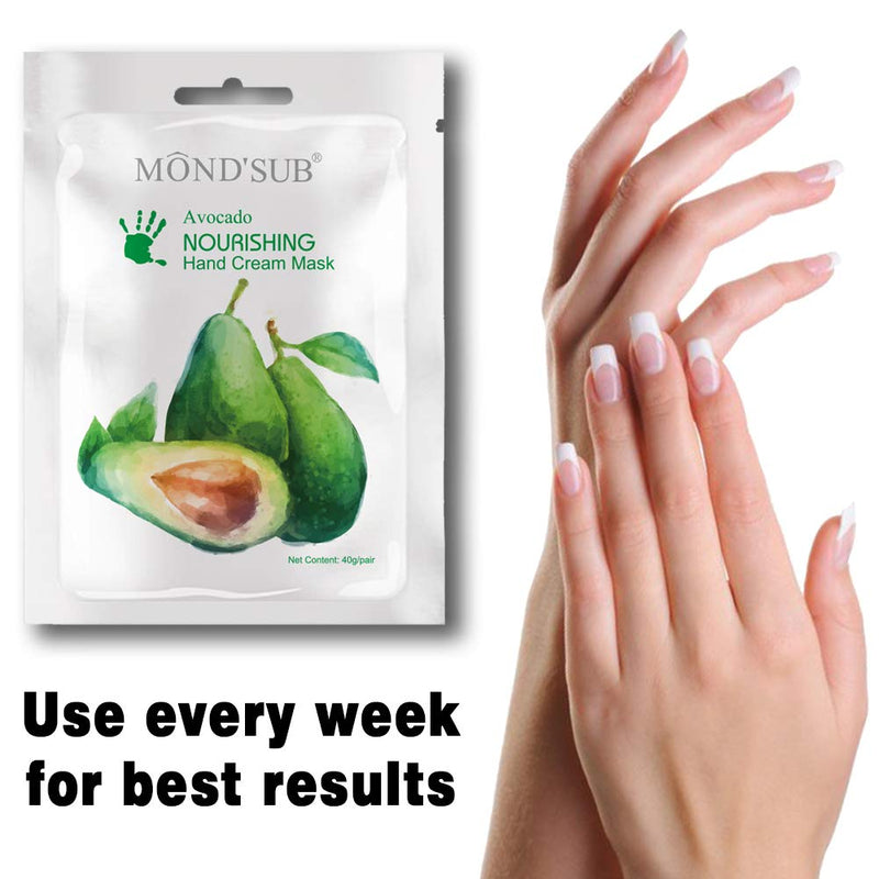 [Australia] - 5 Pairs MOND'SUB Avocado Moisturizing Hand Masks | Hydrating Gloves for Dry Hand and Dry Skin | Nourishing & Soothing & Whitening |Best Natural Skin Care Products Full With Natural Oil 