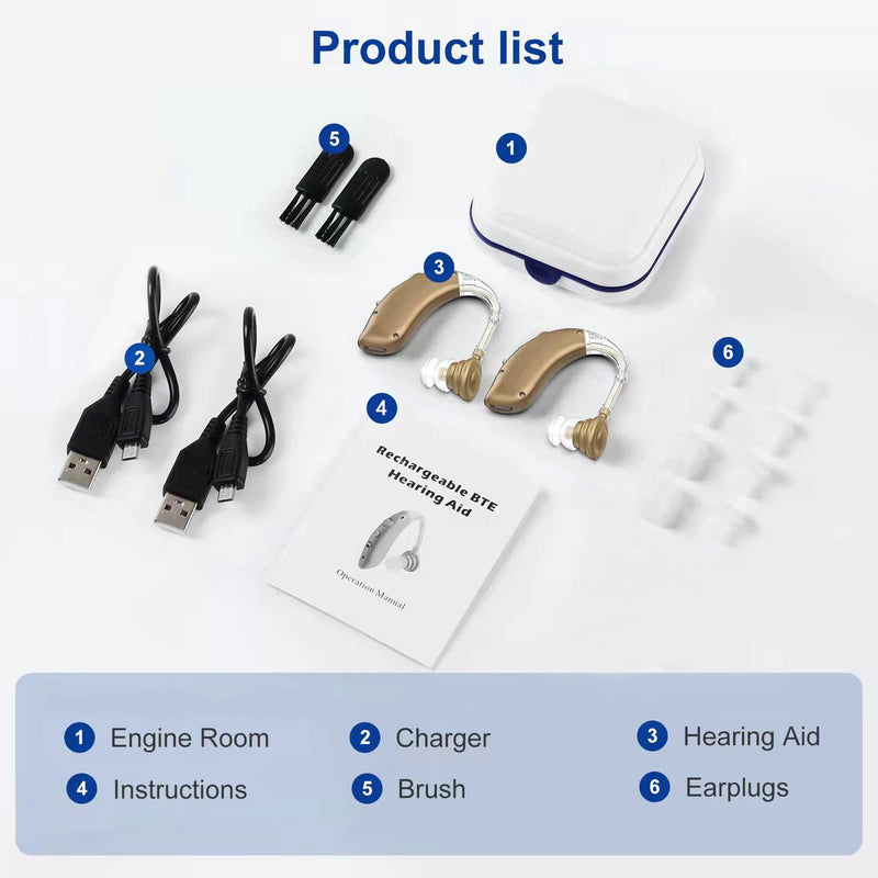 [Australia] - Hearing Aids for Seniors, Rechargeable with Noise Cancelling, Nano Hearing Aids,Digital Hearing Amplifier for Hearing Loss, Invisible Hearing Aid,Ear Sound Amplifier,Hearing Devices Assist(BROWN) Brown 