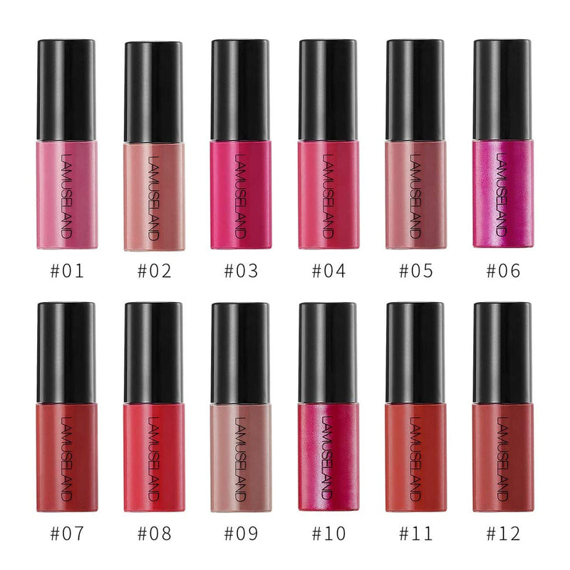 [Australia] - 12Pcs Travel Suit Waterproof Long Lasting Matte Lip Gloss Sample Size Liquid Lipstick Black 