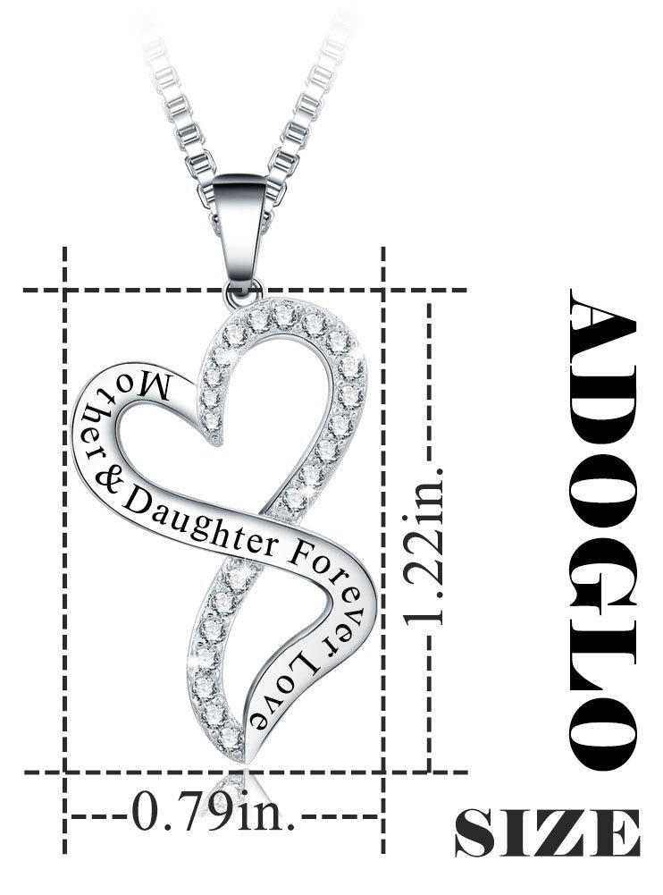 [Australia] - Ado Glo Christmas Mom Birthday Gift, Always My Mother Forever My Friend Love Heart Pendant Fashion Jewelry Necklace for Women, Anniversary Thanksgiving Xmas Present to Her, Wife, Aunt, Nana, Daughter 06_Mother & Daughter Forever Love 