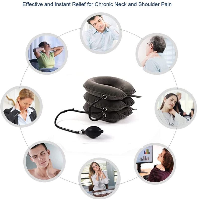 [Australia] - 2022 Inflatable Neck traction for Home use medically approved 3 layers Air Cervical brace device, Spine Shoulder Neck Support for Neck Pain Pinched Nerves & Muscle Strain, Collar Stretcher (One Size) 