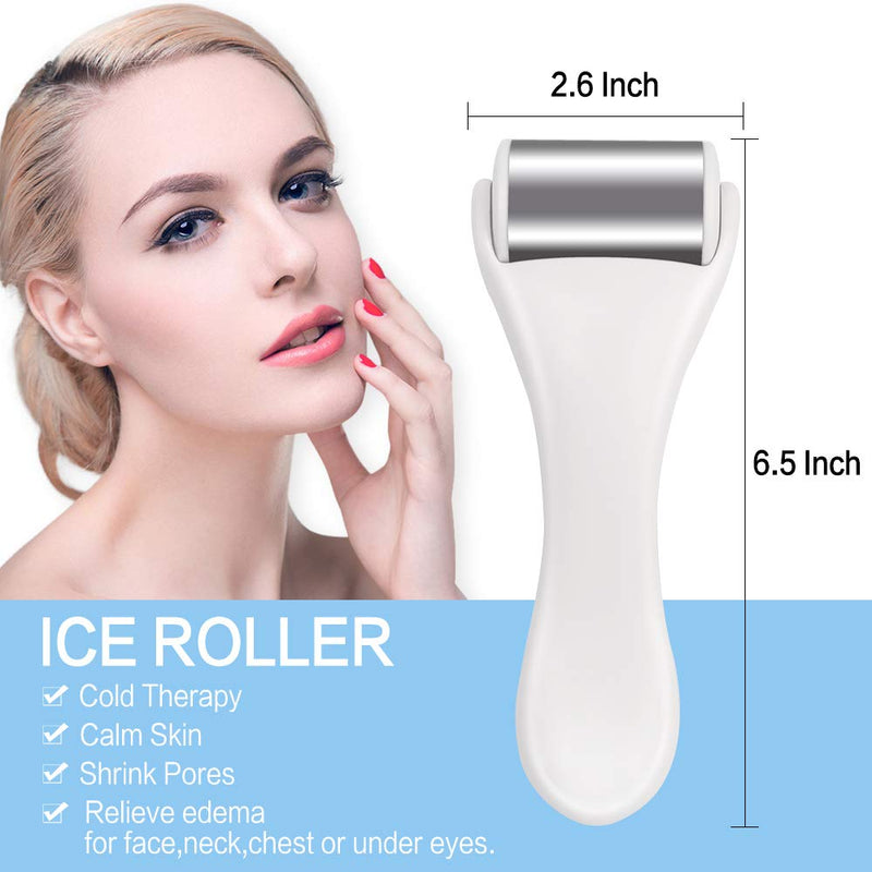 [Australia] - Ice Roller for Face & Eye,Puffiness,Migraine,Pain Relief and Minor Injury,Skin Care Products Stainless Steel Face Massager Ice Roller Massager (White) 1*white 