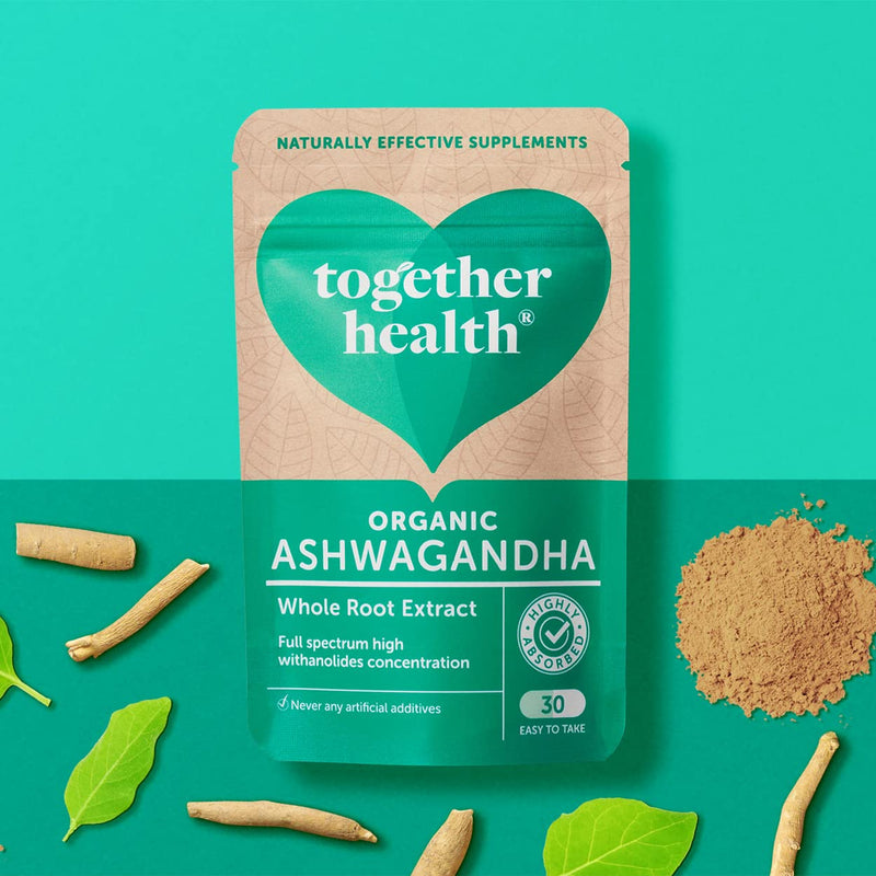 [Australia] - Ashwagandha – Together Health – 100% Organic Certified Ashwagandha Roots – High Concentration KSM-66, Full Spectrum Extract – Vegan Friendly – Made in The UK – 30 Vegecaps 30 Count (Pack of 1) 