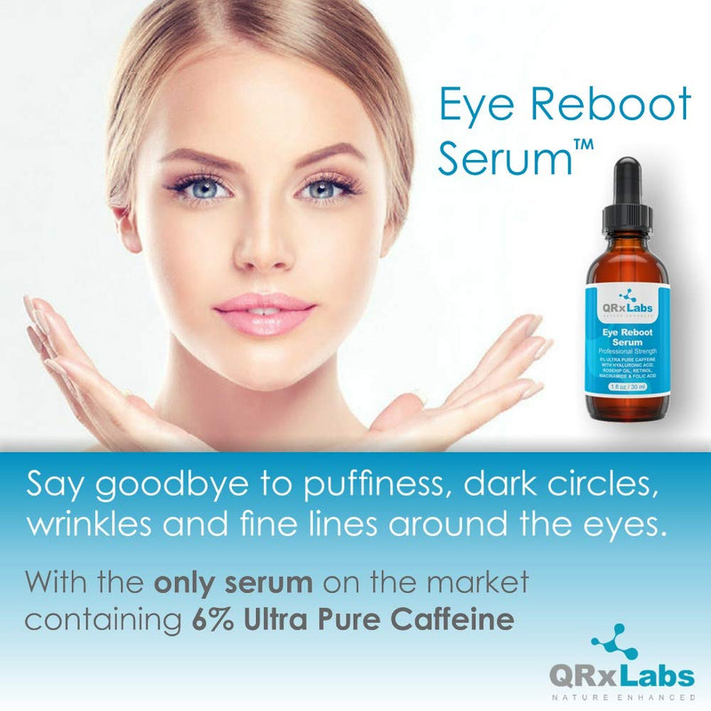 [Australia] - Eye Reboot Serum with 6% Caffeine, Hyaluronic Acid, Rosehip Oil, Retinol, Niacinamide & Folic Acid - Reduces Puffiness, Dark Circles, Crow Feet, Wrinkles and Fine Lines Around The Eyes - 1 oz / 30 ml 