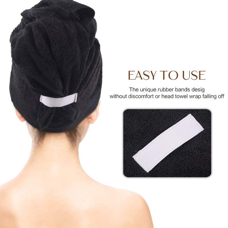 [Australia] - Sunland Microfiber Hair Towel for Drying Curly, Long & Thick Hair Super Absorbent Anti-Frizz Quick Dry Magic Hair Turban 20 inch X 40 inch (20 inchx40 inch 2pack, Black) 20 inchx40 inch 2pack 