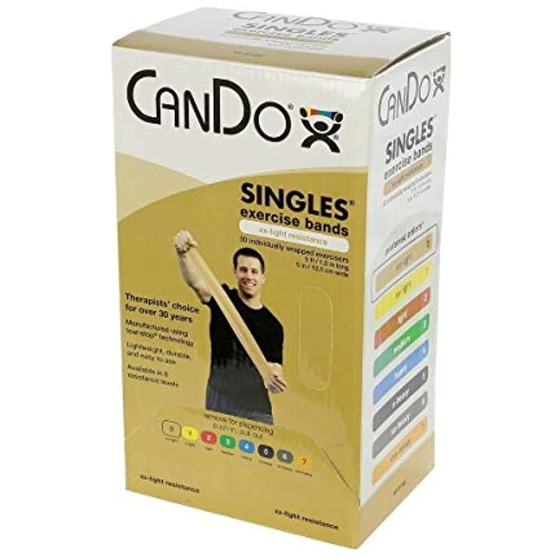 [Australia] - Fabrication Fabrication CanDo Exercise Band, 5-Foot Singles, 30-Piece Dispenser Tan 30 Count 