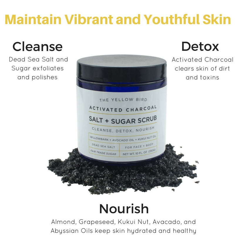 [Australia] - Natural Activated Charcoal Body & Face Scrub. Exfoliating Dead Sea Salt & Sugar Scrub. Deep Cleansing Pore Minimizer. Anti Cellulite, Acne, Blackhead, Scars, Wrinkle Treatment. 