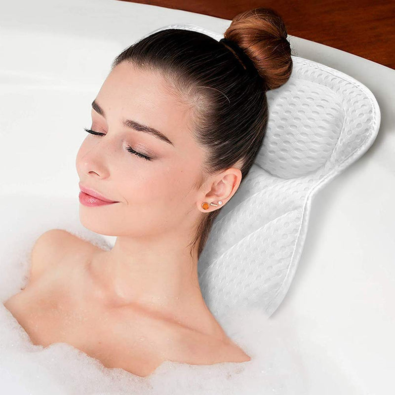 [Australia] - Bath Pillow, SPA Pillow for Bathtub Support Neck,Head and Back with Strong Non-Slip Suction Cups and Comfortabl 3D AirMesh Bath Pillow for men and women 