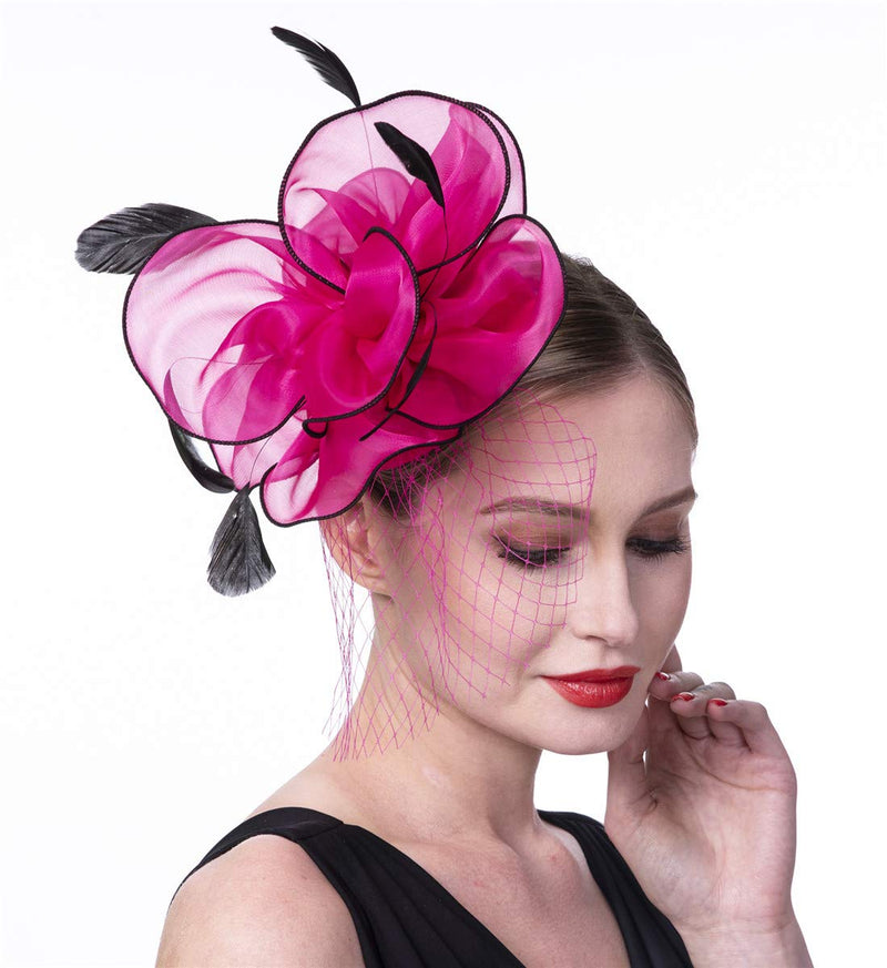 [Australia] - Fascinators Hat for Women Girls Cocktail Tea Party Headband Flapper Headpiece Kentucky Derby Wedding Hat Black 