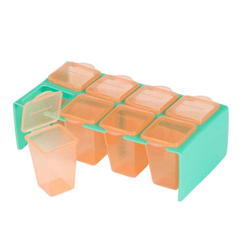 [Australia] - Clevamama ClevaPortions Freezer and Storage Pots – 8x Baby Food Containers with Tray Turquoise 