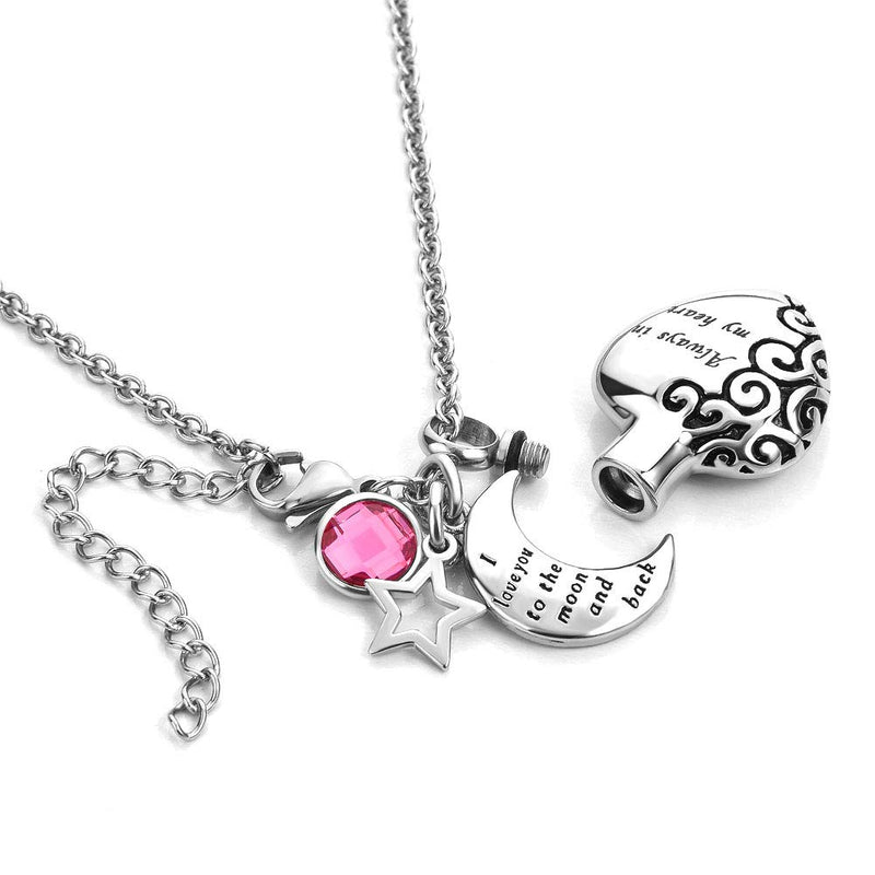 [Australia] - Cool Jewelry Always in My Heart Pendant I Love You to The Moon and Back Urn Necklace for Ashes Cremation Memorial Jewelry 10-Oct 