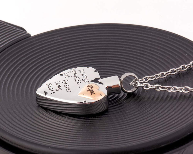 [Australia] - Cremation Jewelry Necklace for Ashes Carved No Longer by My Side Forever in My Heart Ashes Keepsake Memorial Gifts Pendant Locket for Grandma Grandpa Mom Dad Papa Son Brother Sister Husband Wife 